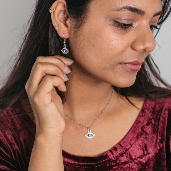 The Colourful Aura Evil Eye Zircon Minimalist Adjustable Turkish Boho Charm Pendant Necklace