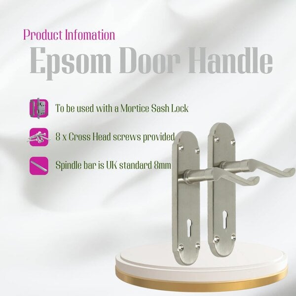 EDH Door Hardware Epsom Satin Nickel Internal Door Handle Set on 170mm Back Plate