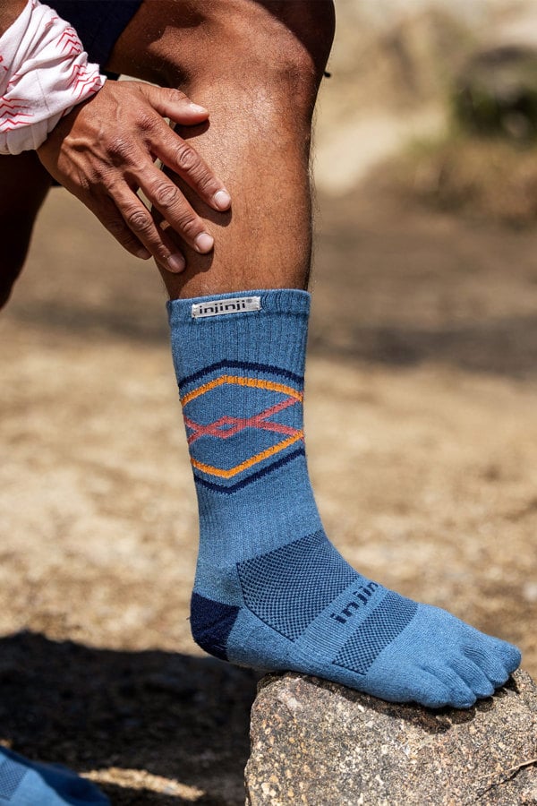 Injinji Men's Mid-Weight Trail Run Crew Length Toe Socks (INJ-TR-CR)