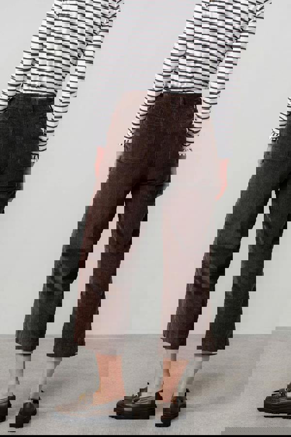 Lily & Me Isla Stretch Jumbo Corduroy Cropped Trousers Chocolate