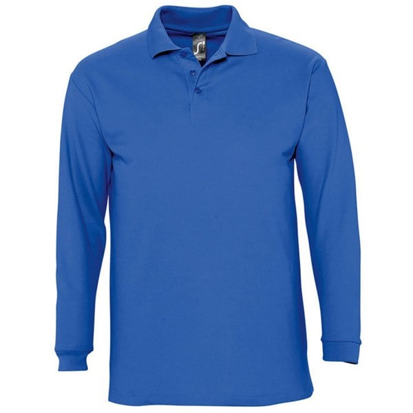SOLS Mens Winter II Long Sleeve Pique Cotton Polo Shirt - Royal Blue