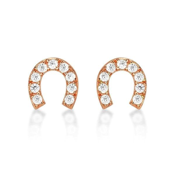 Rose Gold Horse Shoe Stud Earrings for Women - namana.london