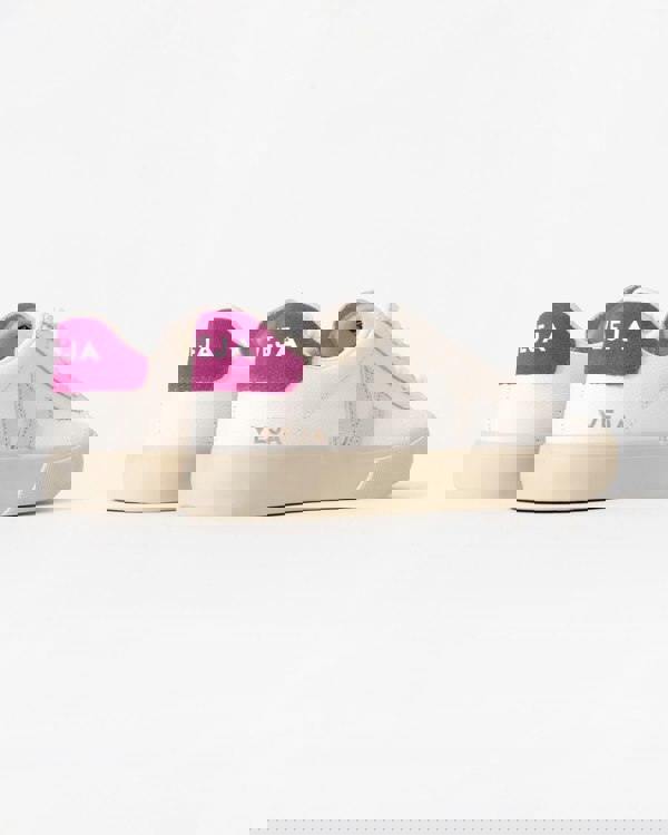 Veja Campo Leather Womens Trainers - White/Silver/Ultraviolet