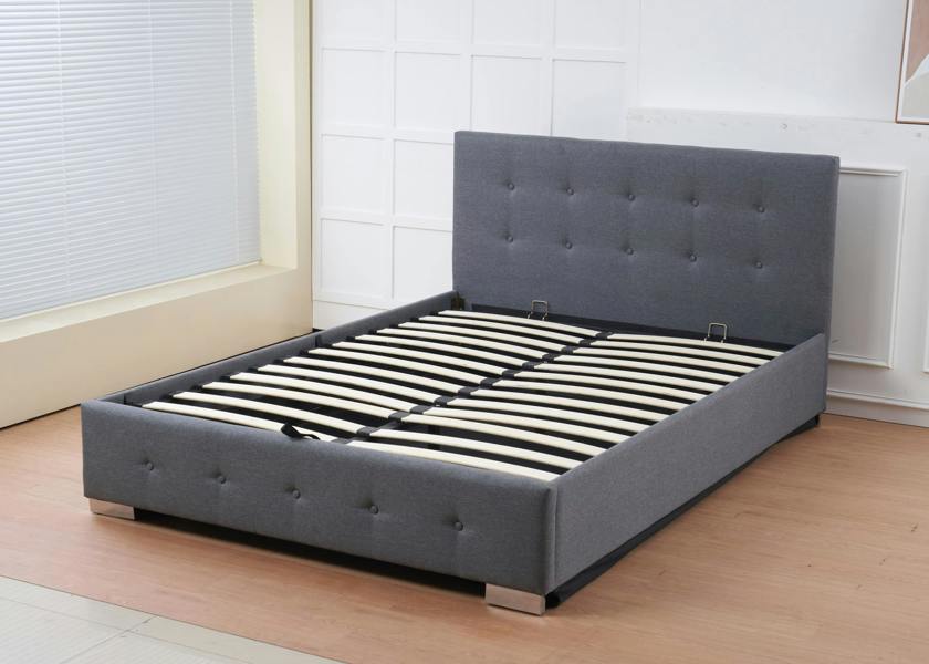 The Oslo Grey Linen Tufted Ottoman Bed Frame - Madefor.Living
