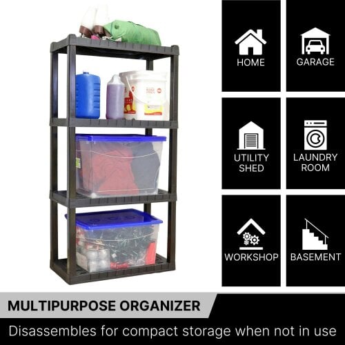 Oskar 4 Tier Shelves Garage Shelving Units Heavy Duty Storage Racking Shelf 35x76x144cm