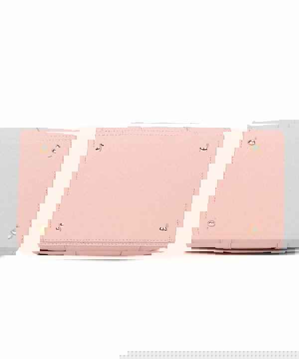 Kitise Large Textured Leather Embossed Logo Structured Tote Bag