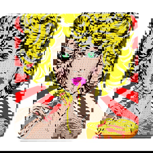 Benjamin Tate Design Pop Art Young woman Eating Spaghetti (Coaster)