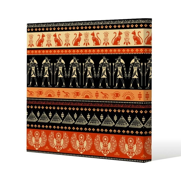 Benjamin Tate Design Egyptian Heiroglyphs in Orange & Black (Canvas Print)