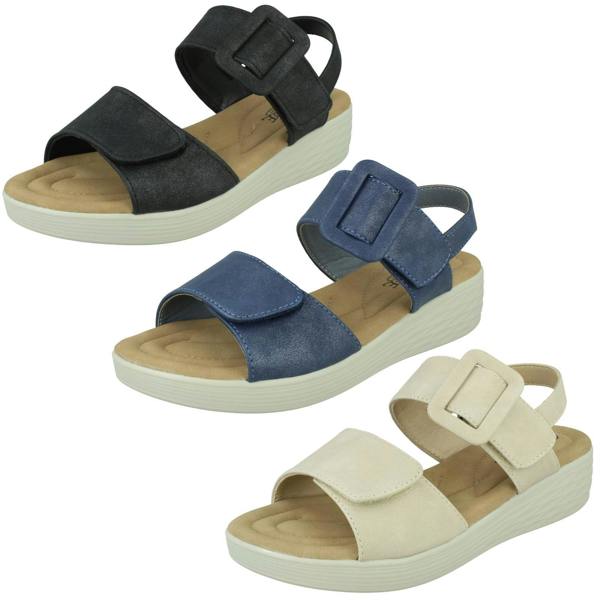 Eaze Ladies Eaze Low Wedge Mule Sandal with Chunky Buckle Strap F12080