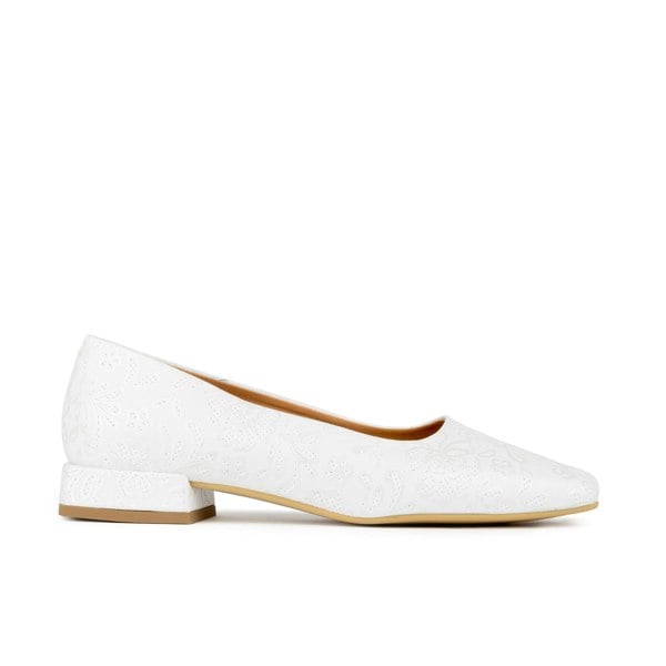 Embassy London Ballerina - Wedding White - Women's low heel leather ballet flat