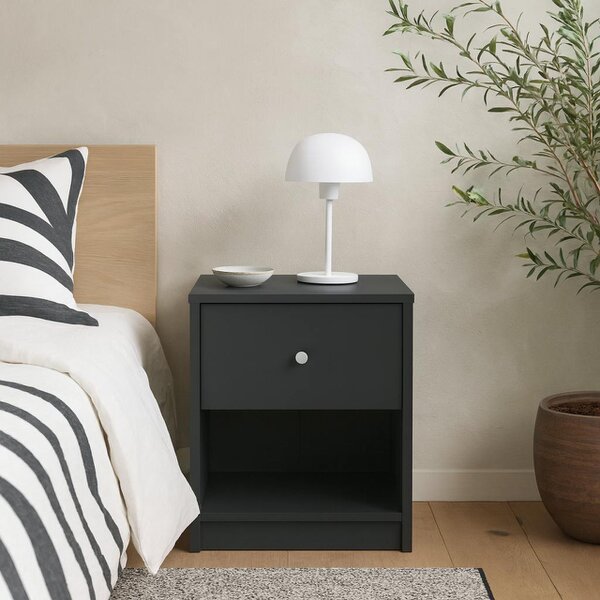 Wyld Haus Kaohsiung Dark Grey Bedside Table 1 Drawer