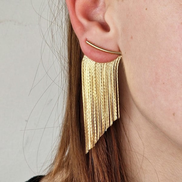 18ct Gold Plated Waterfall Party Tassel Earrings