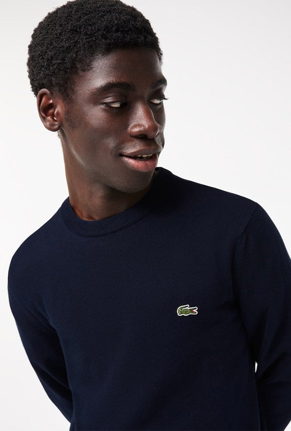 Lacoste Men's Monochrome Crew Neck Sweater - Navy
