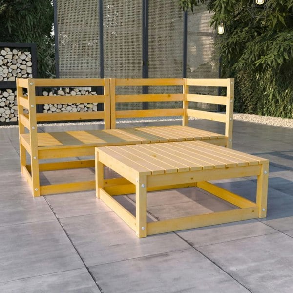 Berkfield 3 Piece Garden Lounge Set Solid Wood Pine