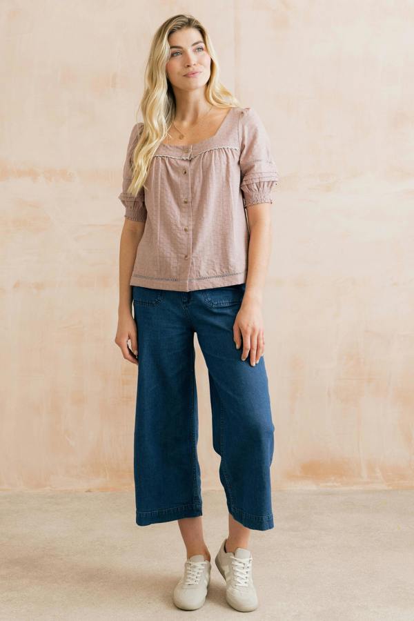 Lily & Me Poppy Plain Cotton Blouse Soft Pink