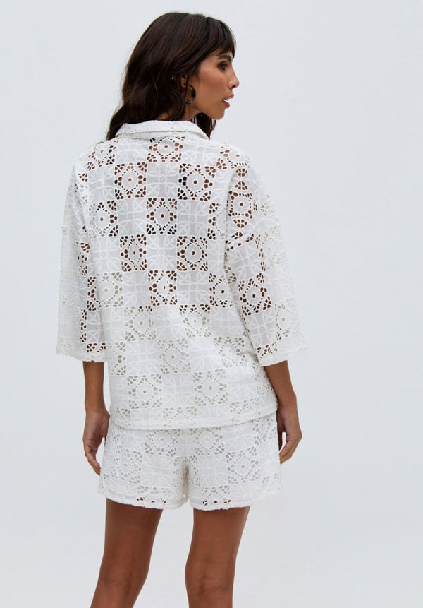 Shelli All Over Broderie Anglaise Shirt In White