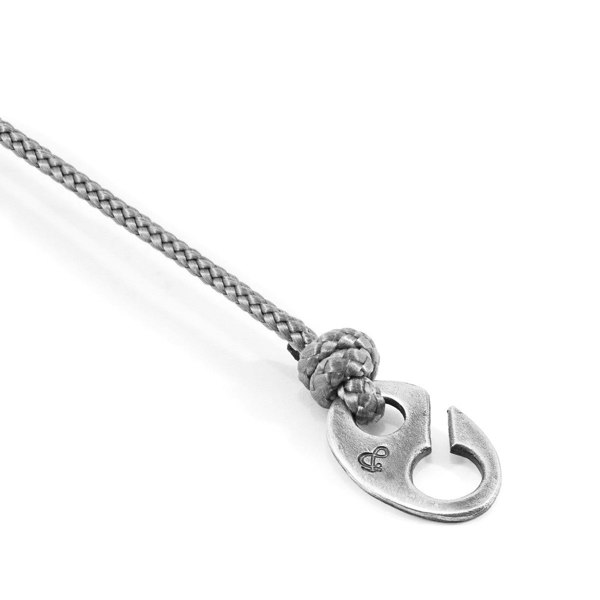 Anchor & Crew Classic Grey Windsor Silver and Rope Bracelet