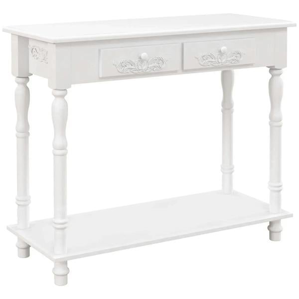 Bobobiy Console Table Modern Sofa Side Desk with Storage Shelves Drawers for Living Room Entryway Bedroom White