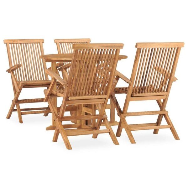 Berkfield 5 Piece Folding Outdoor Dining Set Solid Teak Wood