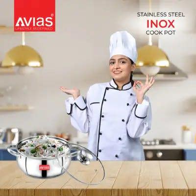 SS Utensils - Inox IB Belly Cookpot with GL (16 cm)