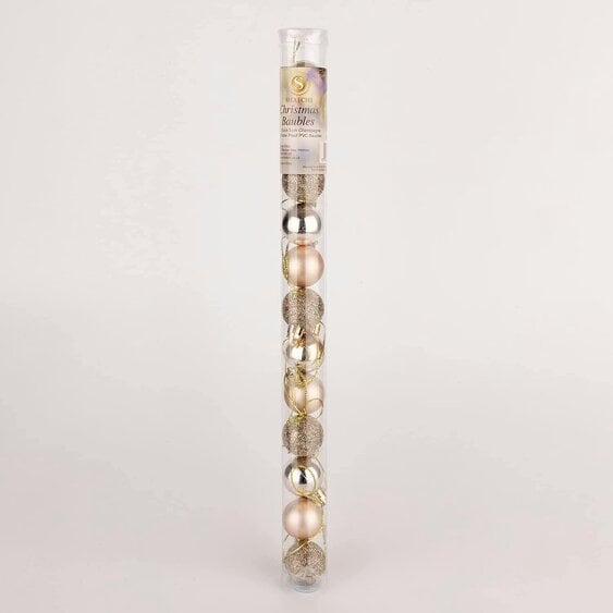 Shatchi 30mm Champagne Gold Christmas Baubles in 12 or 24 Pack, Shatterproof Tree Decorations