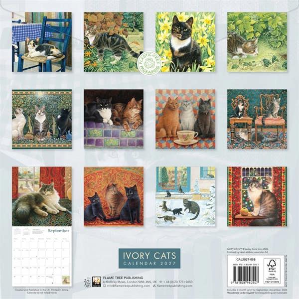 Ivory Cats Calendar 2027, Wall Calendars, Month To View, Cats, Gift