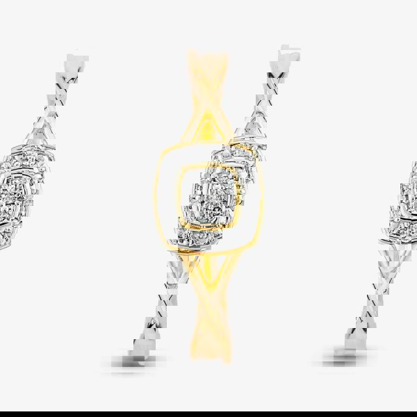 T. H. Baker 9ct Yellow Gold 0.05ct Diamond Pavé Square Cluster Promise Ring TH014658R