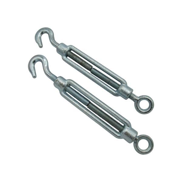 x2 M20 Galvanised Forged Straining Screw Hook And Eye - Caravan Turnbuckle Open Body