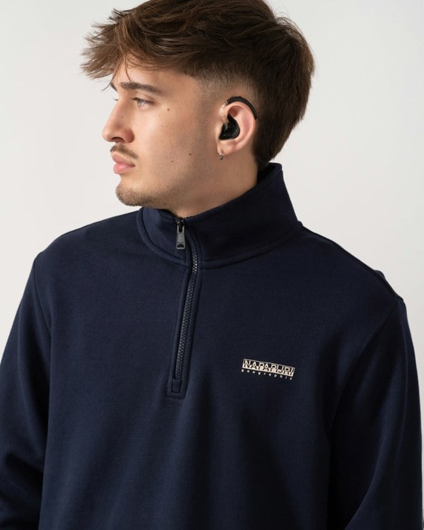 Napapijri Small Box Mens Half Zip Sweatshirt - Blue Marine 176