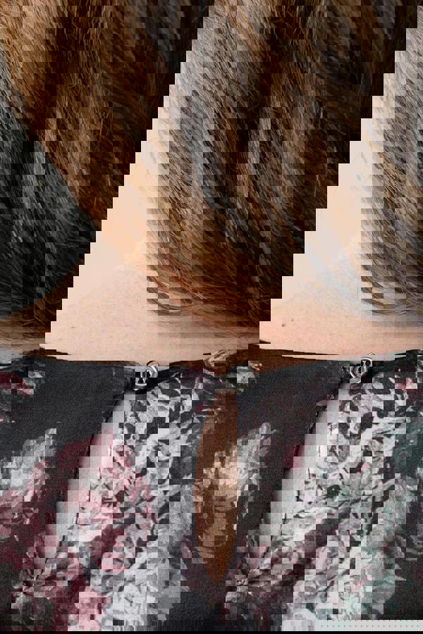 Lily & Me Celia Floral Print Satin Midi Dress Black