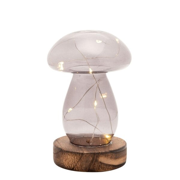 Hestia Grey Glass Mushroom with LED Lights - Medium