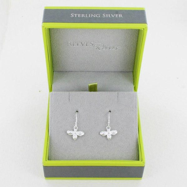 Sterling Silver Bumble Bee Drop Earrings - Reeves & Reeves