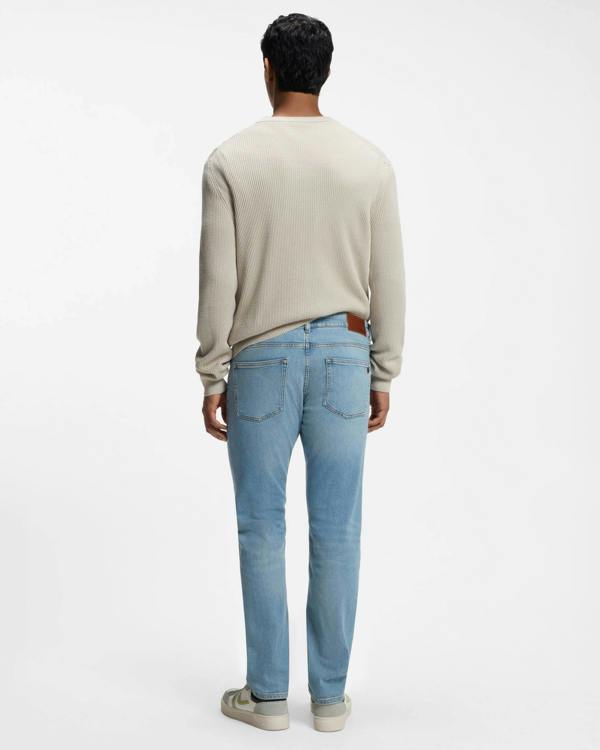 BOSS Orange Delaware Mens slim - fit jeans in blue comfort - stretch denim - Bright Blue 430 | CHO | Designer Mens,Trousers,Jeans