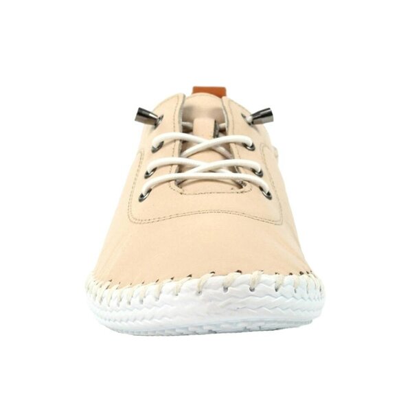 Lunar Womens/Ladies St Ives Leather Plimsolls - Cream - Cream - 100% Leather