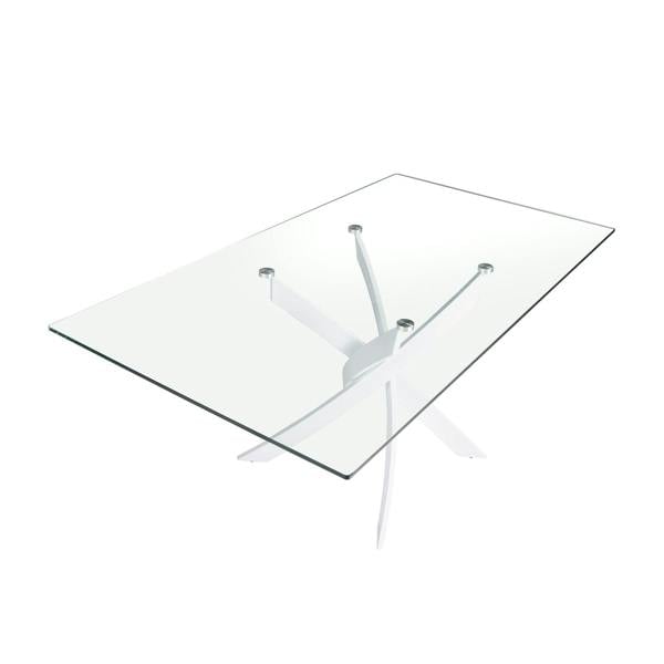Angel Cerdá Rectangular tempered glass and white steel dining table 1138