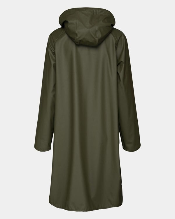 Ilse Jacobsen Rain Womens A-Line Rubberised Raincoat - Army 410