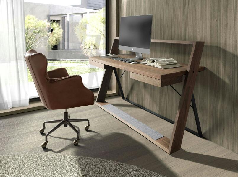 Angel Cerdá Walnut and black steel desk 3216