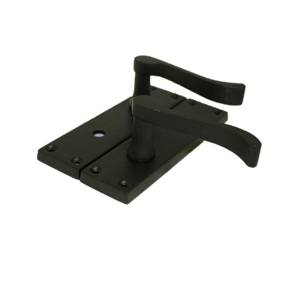 EDH Door Hardware Matt Black Modern Victorian Scroll Bathroom Door Handles and Bath Lock 1 Pair