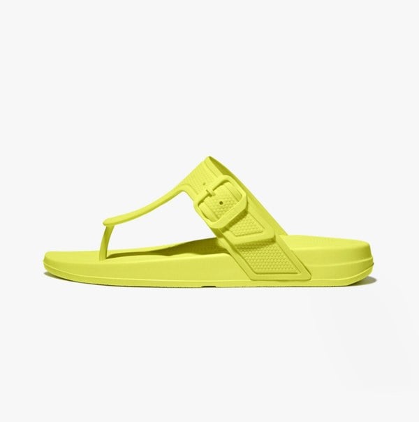 FitFlop iQUSHION ADJUSTABLE Womens Buckle Flip-Flops Electric Yellow