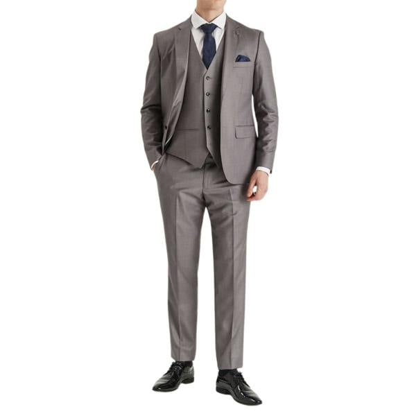 Infinity Leather Men’s Grey Tailored 3 Piece Suit Formal Classic Suit