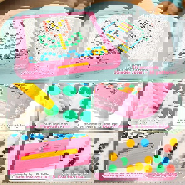 deAO Toys Drawing & Maze Board – Double-Sided Doodle Board with 1 Pen and Pattern Cards, Travel Montessori Toy for 3-Year-Old Toddlers