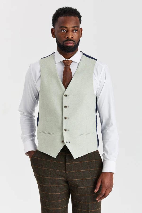 Paul Andrew Harris Green Check Tweed Suit with Belmont Sage Waistcoat