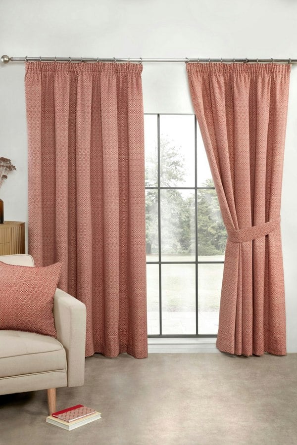 Sundour Aztec Pencil Pleat Fully Lined Ready Made Taped Top Curtain Pair