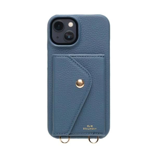 Elie Beaumont Genuine Leather iPhone Case - Teal - Distressed Denim Lanyard