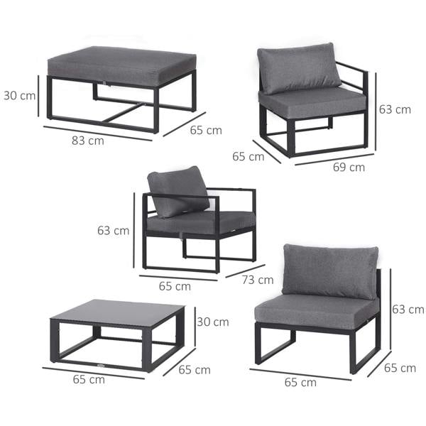 Wyld Haus Nimavi 6 Seater Outdoor Sofa Set with Coffee Table Chair and Stool