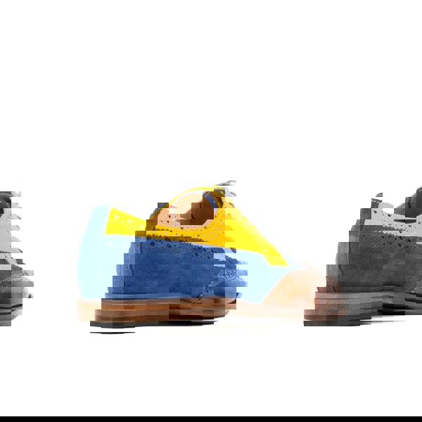 Embassy London Midnight Royal - Blue & Yellow & Brown - Men’s Suede & Leather Oxford Brogue Shoe.