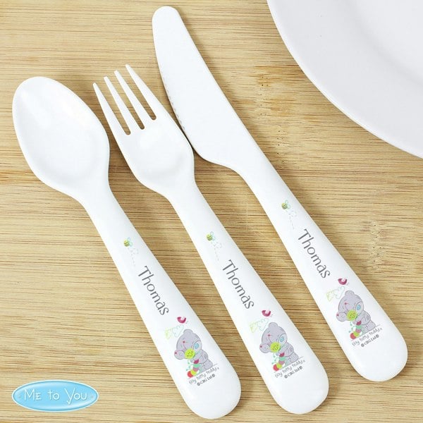 Personalised Memento Company Personalised Tiny Tatty Teddy Cuddle Bug 3 Piece Plastic Cutlery Set