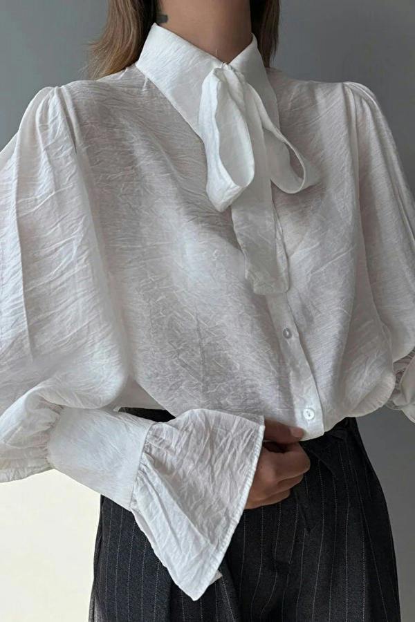 WOVCOR Transparent Soft Feel Boho Shirt with Tie Detail