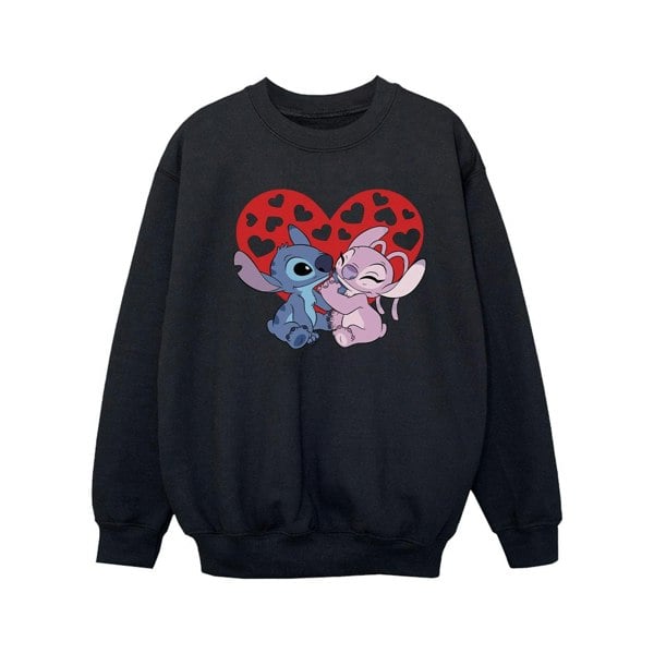 Disney Girls Lilo & Stitch Hearts Sweatshirt - Black