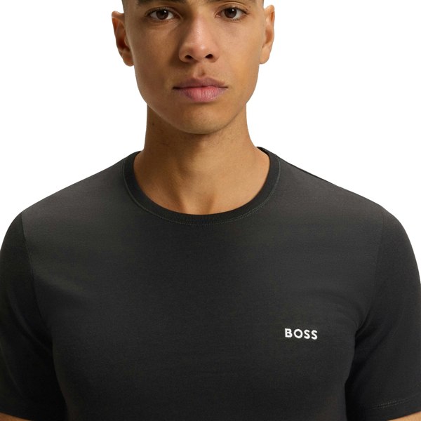 BOSS 3 Pack Cotton T-Shirts Black/Dark Grey/Khaki Green